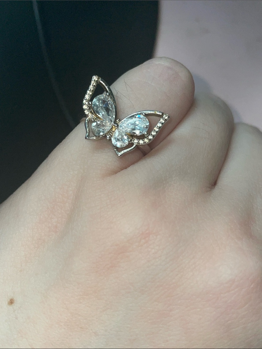 925 Butterfly Crystal Statement Ring size 5.5